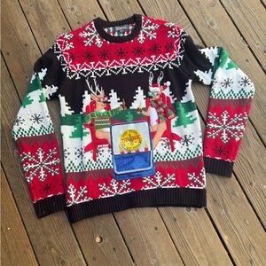 Men's Festive Crewneck Sweater with Reindeer Design
